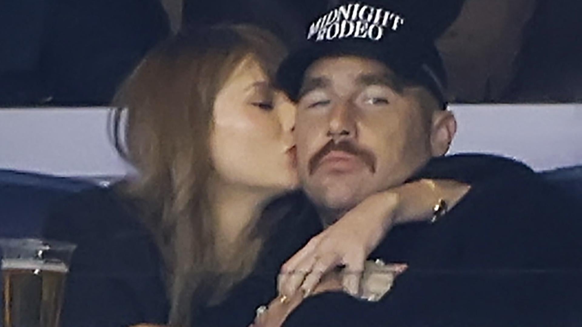 Taylor Swift and Travis Kelce Cuddle Up at Yankees Date Night